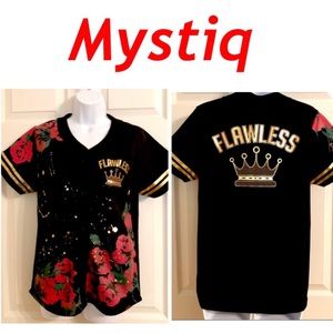 Mystiq Front & Back Graphic Button Down Top